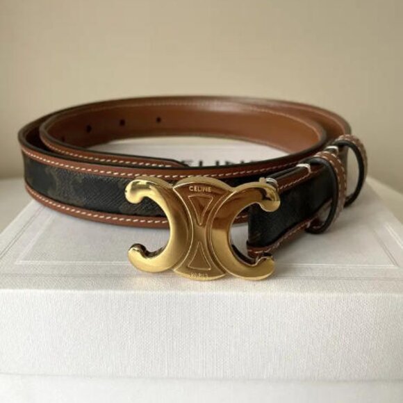 Celine Triomphe Canvas Belt 25mm - New with Box - Picture 1 of 8